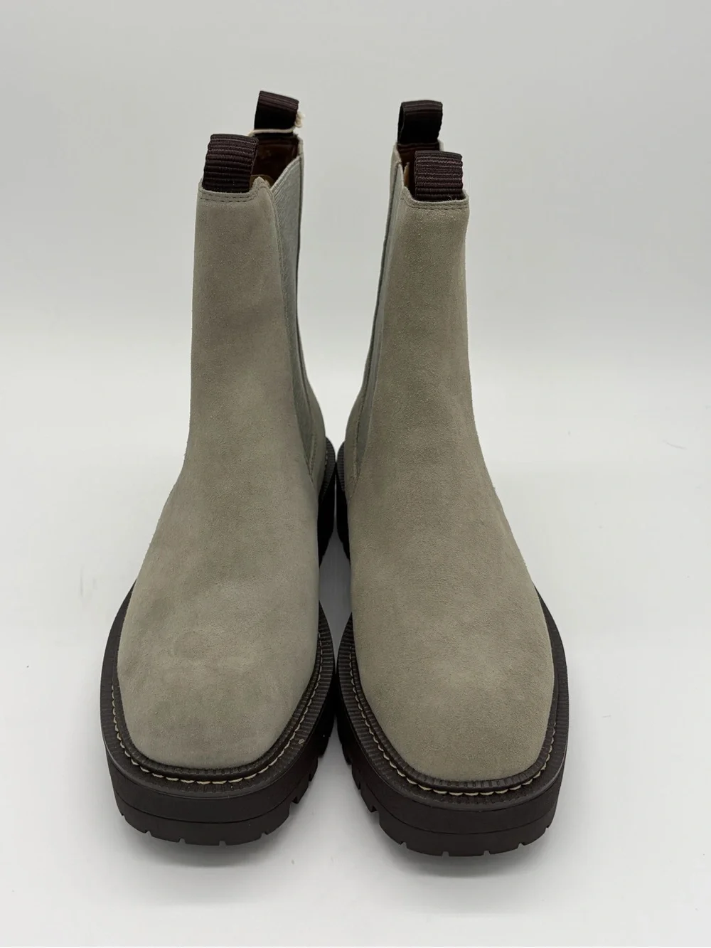 Sam Edelman Suede Chelsea Lug Boots - Taupe Gray